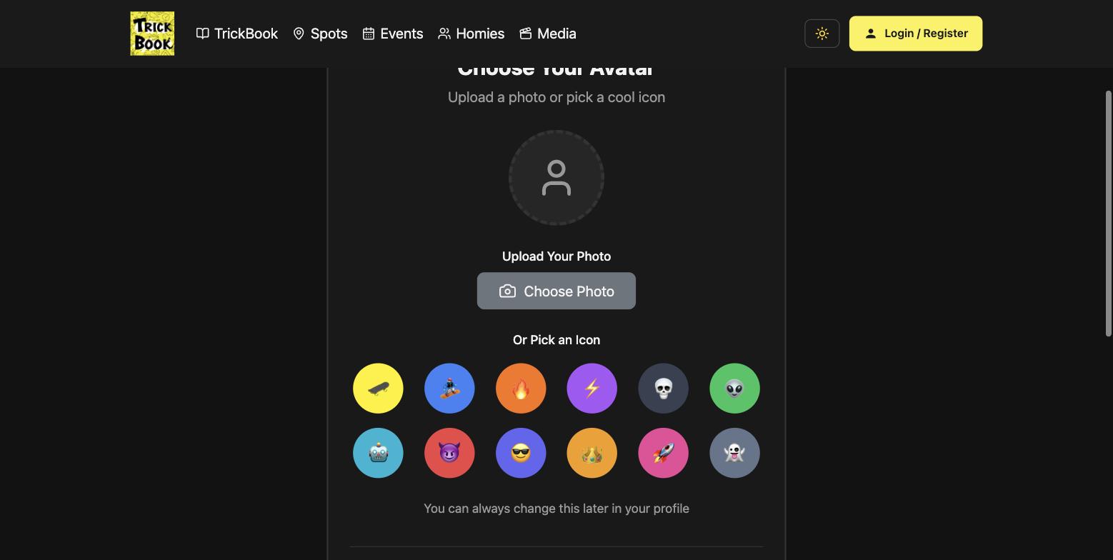 Signup step 2 — avatar picker